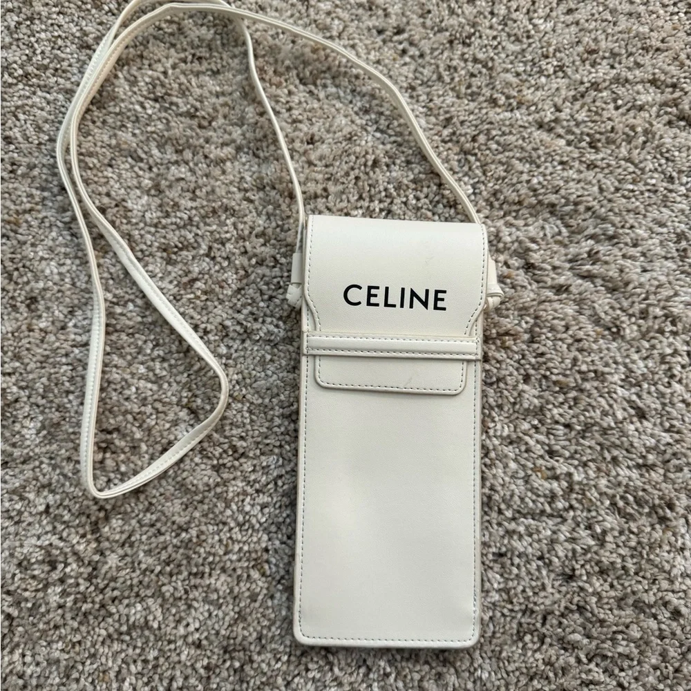 Celine Smooth Calfskin Sunglasses/Phone Pouch White